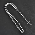 thumbnail image 3 of Catholic Imitation Pearl Beads Rosary Necklace Medal Cross Pendant Religious SXQ, 3 of 5