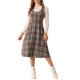 thumbnail image 2 of Vestido vintage de cuadros sin mangas de cintura alta A-Line midi de INSPIRE CHIC, 2 of 6