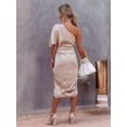 thumbnail image 3 of Osfvolr Women'S Satin Dress One Shoulder Flutter Short Sleeve Ruched Bodycon Wrap Cocktail Wedding Guest Dresses Gold S, 3 of 5