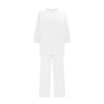 thumbnail image 4 of Bzhegqhd Women Summer Loose Casual Solid Color Cotton and Linen 3/4 Sleeved Tops+Pants Outwear Set, 4 of 8