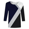 thumbnail image 4 of ZQGJB Plus Size Womens Tunic Blouse Vintage Color Block Print Summer 3/4 Sleeve Round Neck Graphic T-Shirts Ethnic Style Oversized Comfy Pullover Tops Multicolor#07 XL, 4 of 5