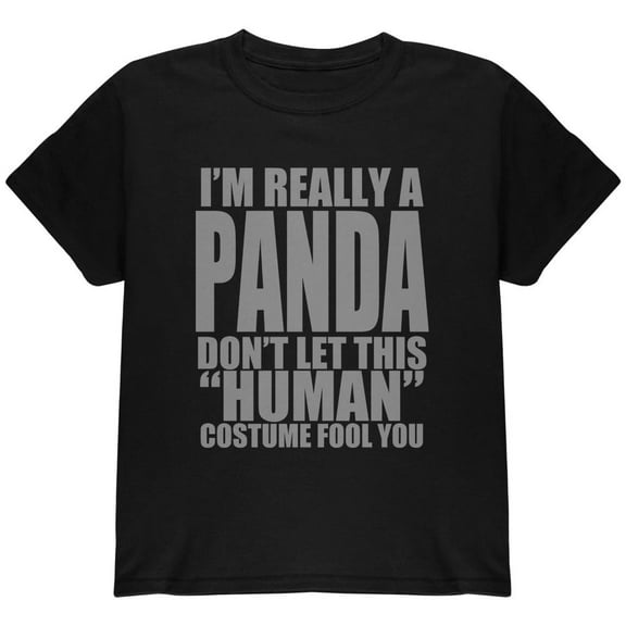 Halloween Human Panda Costume Youth T Shirt Black YLG
