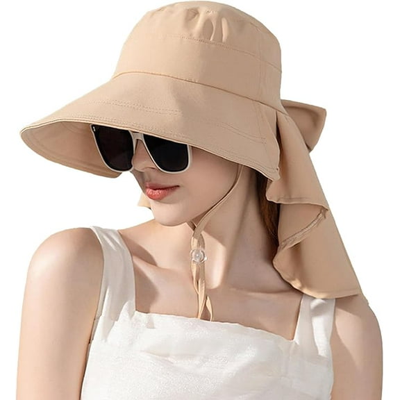 Womens Sun Hat UPF 50 Wide Brim Gardening Hat with Neck Flap