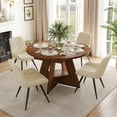 thumbnail image 3 of Hawsaiy 7 Piece Extendable Dining Table Set for 6, 47.24"-63" Round to Oval Kitchen Dining Room Table with Storage Shelf & Upholstered Dining Chairs, Modern Wood Dining Table Set for Apartment, 3 of 11