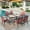 Red, variant on Summit Living 7-Piece Outdoor Patio Dining Set with Rectangle Steel Table with Wooden Tabletop & Textilene Chairs for 6-Person, Black & Gray