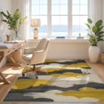thumbnail image 3 of Design&I 3'x5' Washable Accent Rug Abstract Brushstroke Cloud Design With Bold Color Block Border Modern Flowing for Bedroom, Walk-in Closet, Pet Friendly & Non-Slip Built-In Grip, 3 of 7
