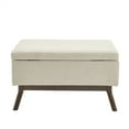 thumbnail image 2 of Xukmct Linen Storage Bench with Wood Frame, Mid Century Modern Square Coffee Table for Living Room, Entryway, Family Room, Office, Beige, 2 of 9