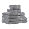 thumbnail image 3 of Mainstays 10 Piece 100% Cotton Towel Set, 2 Bath Sheets, 2 Bath 2 Hand and 4 Washcloths, Super Soft and Highly Absorbent Basic Solid Towel Set for Bathroom, Hotels, Spa and Gym – Grey, 3 of 7