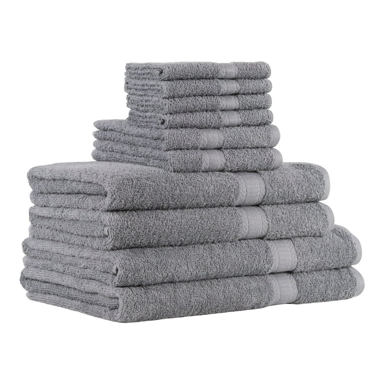 Mainstays 10 Piece 100% Cotton Towel Set, 2 Bath Sheets, 2
