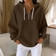 thumbnail image 4 of Ounisa Womens Hoodies Casual Long Sleeve Drawstring Waffle Pullover Tops Loose Hooded Sweatshirt with Pocket, 4 of 6