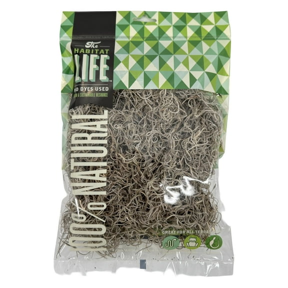 Quality Growers The Habitat Life - Natural Spanish Moss for Terrariums – Humidity Control, Breathable Bedding for Reptiles and Amphibians, 100% Dye-Free, Natural & Safe, (Small)