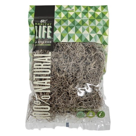 Quality Growers The Habitat Life - Natural Spanish Moss for Terrariums – Humidity Control, Breathable Bedding for Reptiles and Amphibians, 100% Dye-Free, Natural & Safe, (Small)