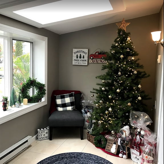 Fraser Hill Farm 7-Ft. Unlit Southern Peace Green Artificial Christmas Tree | Traditional Full Silhouette | High Quality Realistic Foliage | Foldable for Easy Storage | Holiday Decor | FFSP075-0GR
