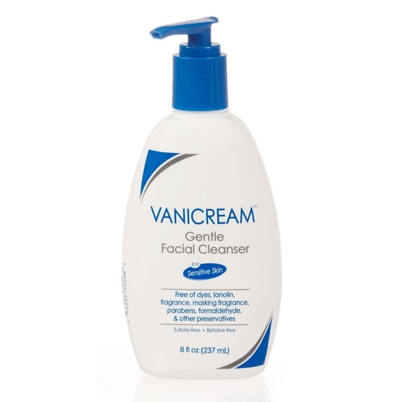 Vanicream Gentle Facial Cleanser for Sensitive Skin with Pump Dispenser, 8 Ounce