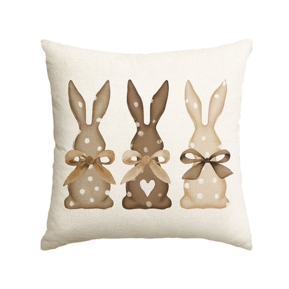Sm:)e Polka Dot Love Heart Bunny Easter Throw Pillow Cover, 18 x 18 Inch Bow Rabbit Cushion Case Decoration for Sofa Couch