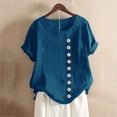 thumbnail image 1 of DPTALR Women Casual Plus Size O-Neck Printed Loose Button Tunic Shirt Blouse Tops, 1 of 4