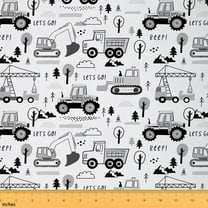 Castle Fairy Cartoon Truck Boy Fabric by the Yard 10 Yards,Car Theme Room Decor Fabric by the Yard,Construction Vehicles Fabric for Sewing,Ultra Soft Home Decor