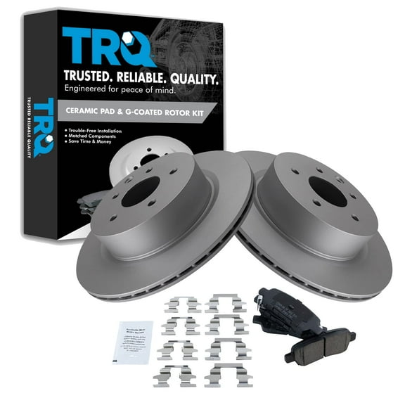 TRQ Rear Brake Pad & Rotor Kit Brake Pads Brake Rotor Ceramic Premium G-Coated Fits Select 2009-2023 Nissan Maxima