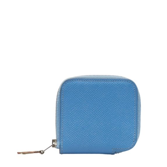 Pre-Owned Hermes Silkin Coin Case, Purse, Blue Leather, Women's, HERMES (Good)