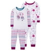 Little Star Organic Baby Girls & Toddler Girls Christmas Snug Fit Cotton Pajamas, 4pc PJ Set (9M-5T)