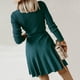 thumbnail image 4 of Vestido de punto con cuello en V para mujer Vestido plisado ajustado de una línea Vestido elegante de suéter de otoño, 4 of 9