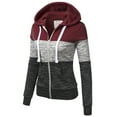 thumbnail image 2 of Doublju 3 Color Block Fleece Basic Zip-Up Hoodie Jacket, 2 of 3