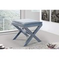 thumbnail image 2 of Meridian Furniture Nixon Collection Modern | Contemporary Velvet Upholstered Ottoman / Bench with X-Leg Design, Deep Button Tufting and a Solid Wood Frame Sky Blue 20.5" W x 20.5" D x 19" H, 2 of 2