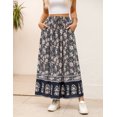 thumbnail image 3 of Weardear Women's Boho Floral Skirt Casual Elastic High Waist Maxi Skirts Flowy A Line Beach Long Skirt with Side Pockets, 3 of 7