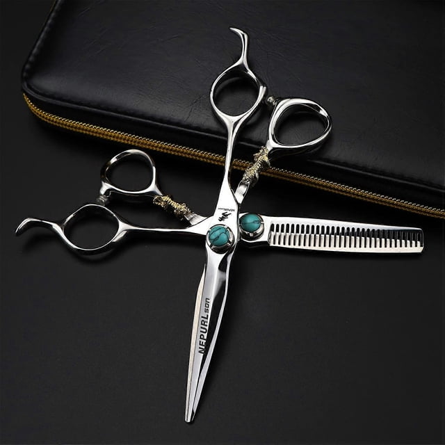 Juego de tijeras de corte y entresacado de 15 cm (6 pulgadas), acero japonés, herramientas ergonómicas para peluquería.