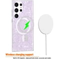 thumbnail image 4 of Magnetic for Samsung Galaxy S23 Ultra Case,Clear Luxury Sparkle Pearly Samsung S23 Ultra Phone Case for Girl Woman,Soft Frame Hard PC Glitter Sparkly Bling Protective S23 Ultra Case,Purple, 4 of 11