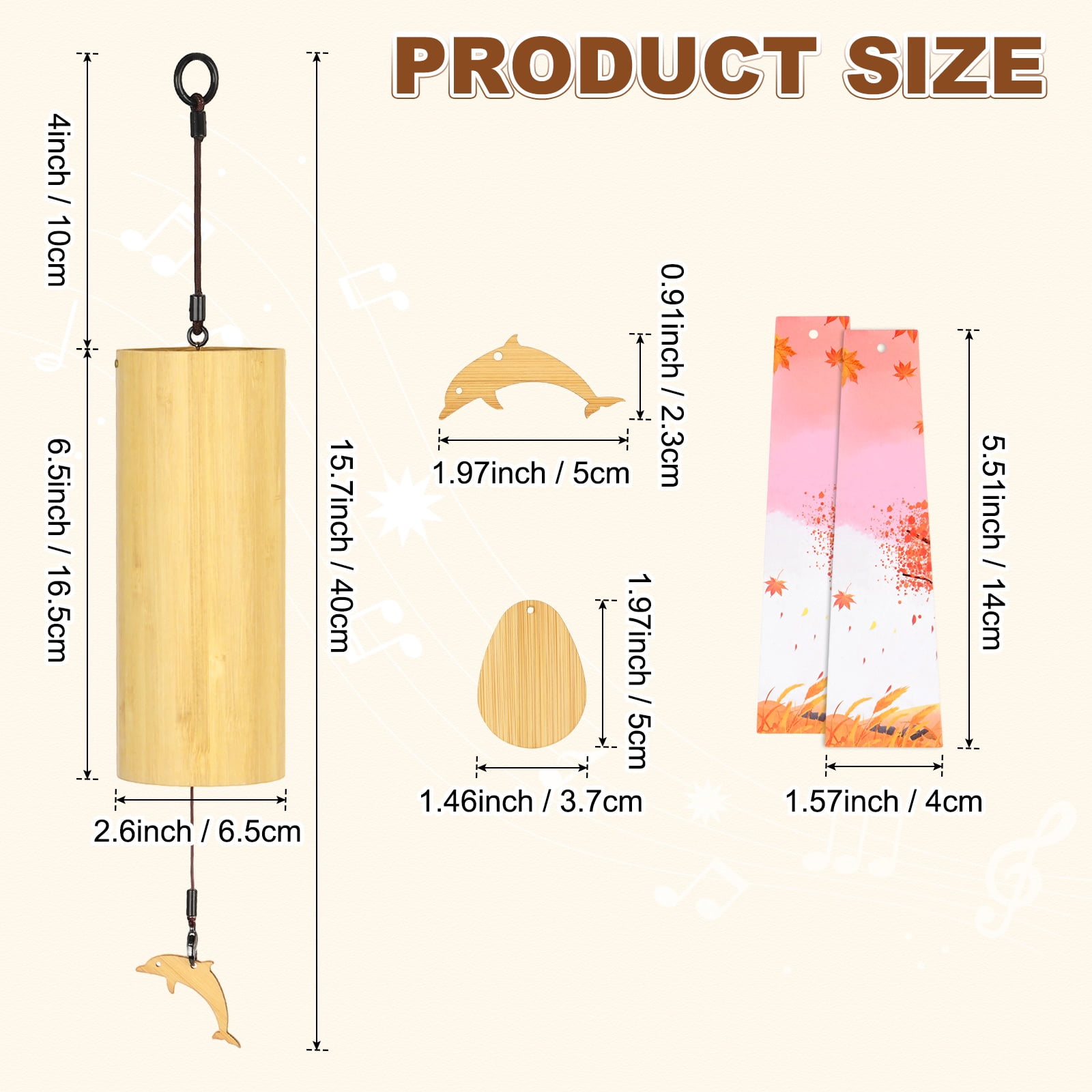 Uxcell Bamboo Wind Chimes for Meditation, Relaxing Emotions, Wooden Handcrafted Chimes for Unique Decor, Gardening Gift for Outdoor Decoration [Am Chord]