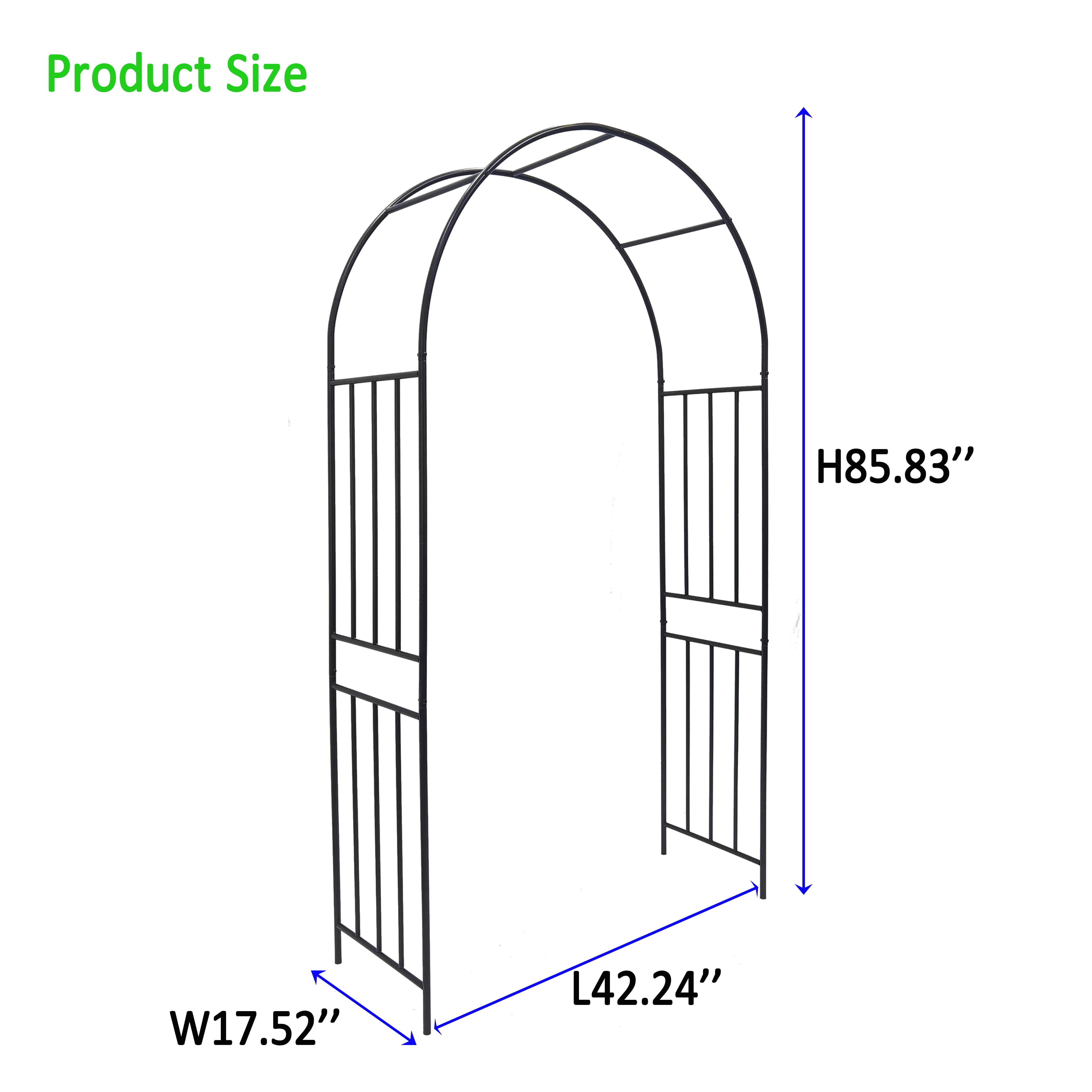 Metal Garden Arch Climbing Plants Support Rose Arch Outdoor Black L42.24" x W17.52" x H85.82"