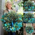 thumbnail image 5 of 17 Inch Peacock Wreath Handcraft Wreath For Front Door Peacock Blooms Wreath Window Wall Hanging Outdoor Garden Holiday Wedding Party Home Decorations, 5 of 11