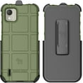 thumbnail image 2 of Case with Clip for Nokia C110 Phone, Nakedcellphone Rugged Shield Cover and [Rotating Ratchet] Belt Hip Holster [Matte Grip Texture] - Olive OD Green, 2 of 10