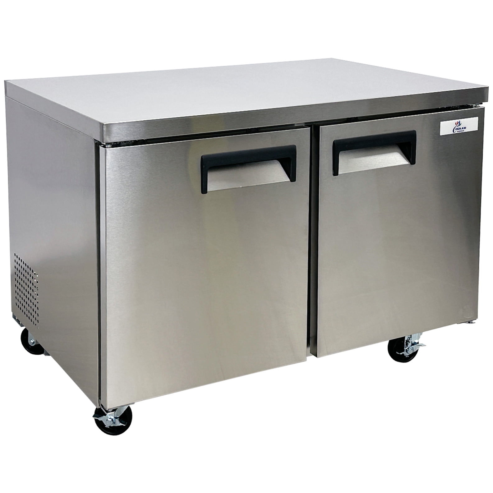 48" Undercounter Refrigerator – 12 Cu. Ft. 115V R290 Commercial Cooler NSF/ETL Stainless Steel, 2 Door, 1/5 HP