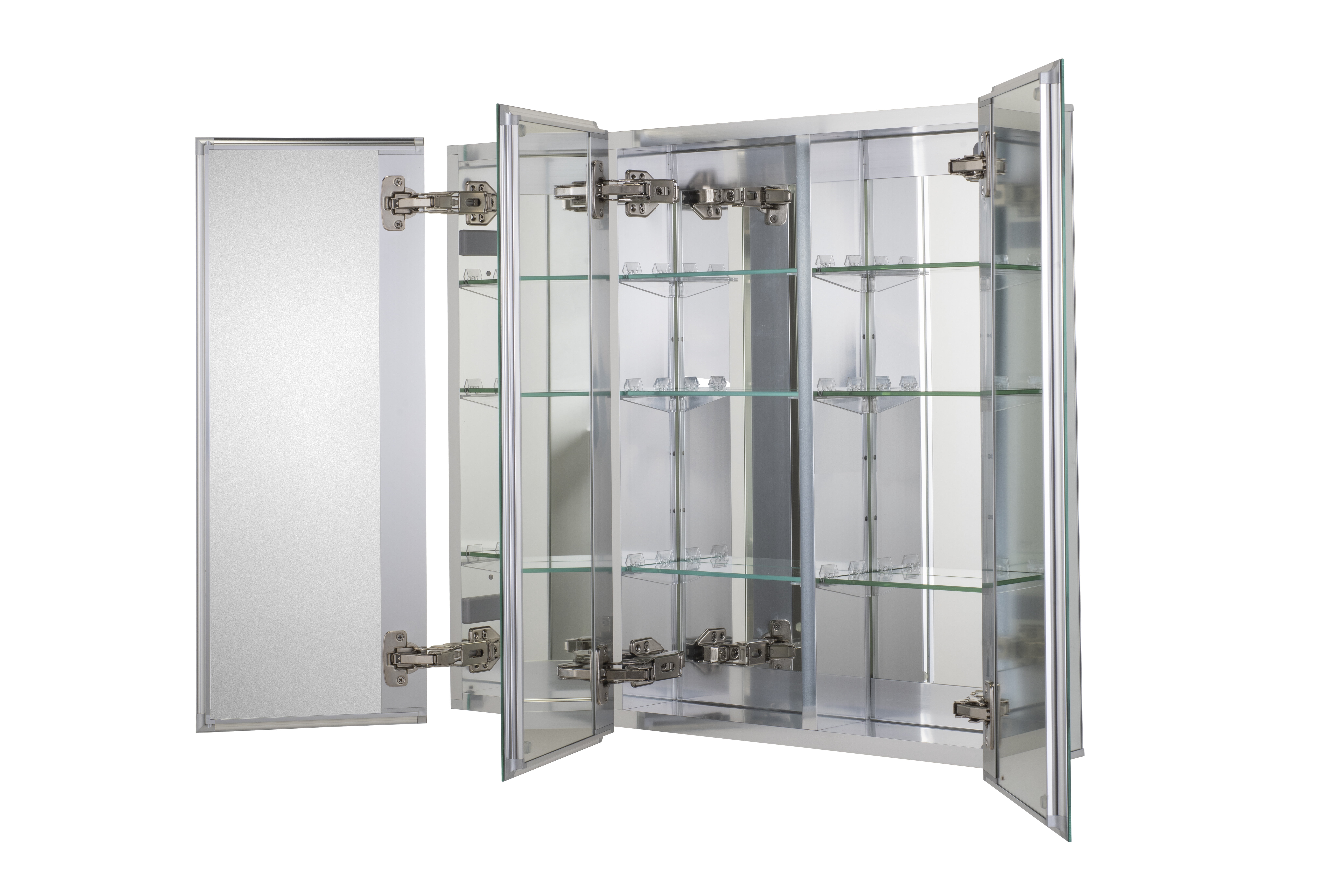 Croydex Thurmond Large Aluminum Medicine Cabinet with Three Doors, Silver (30x26in)