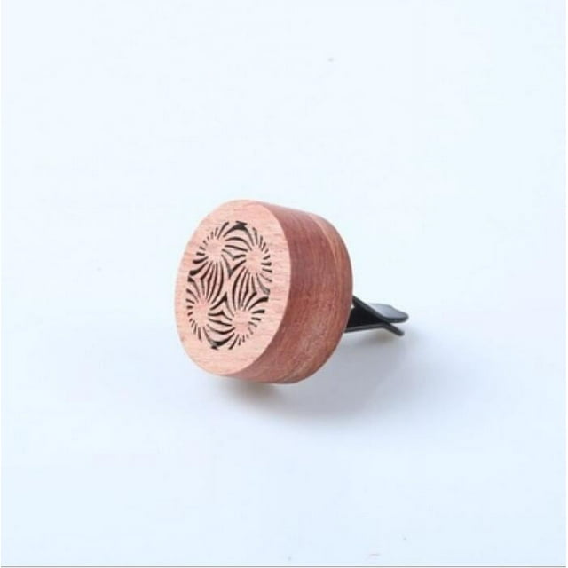 Essential Oil Car Diffuser with Vent Clip, Mini Portable Natural Log Lava Stone Aromatherapy Wooden Essential Oil Car Diffuser Wooden Flower Car Diffuser Locket