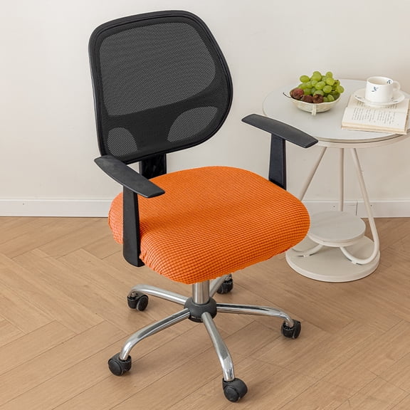Namzi Office Desk Chair Seat Covers Stretch Water Resistant Jacquard Computer Chair Seat Cushion Slipcovers-Orange