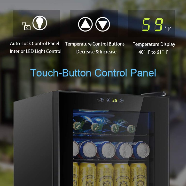 2.9 Cu.Ft, Beverage Refrigerator Wine Cooler Glass Door Electronic