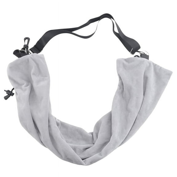 Stuffable Travel Pillow for Extra Luggage, Adjustable Neck Size & Shoulder Strap, Soft Velvet Cover, No Filler Grey