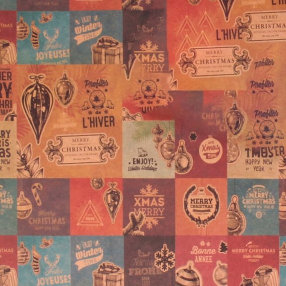 putnchl Christmas Wrapping Paper Christmas Elements Collection Single-Sided Wrapping Paper Plaid Barn-Moose And Other Patterns-70cmX50cm