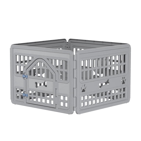 EasyUp 4-Panel Metal Pet Playpen with Door, Portable Indoor & Outdoor Puppy Fence, Easy-Assemble Safe Kennel for Small Dogs & Cats