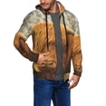 thumbnail image 2 of Kdxio Yak Print Men Hoodies Casual Hoodies for Men with Zip Pockets Full Zip Long Sleeve Sweatshirt Sports Hooded Jacket-X-Large, 2 of 5