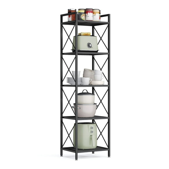 Estante de almacenamiento SONGMICS de metal de 5 niveles con malla densa de 14,5 cm, negro