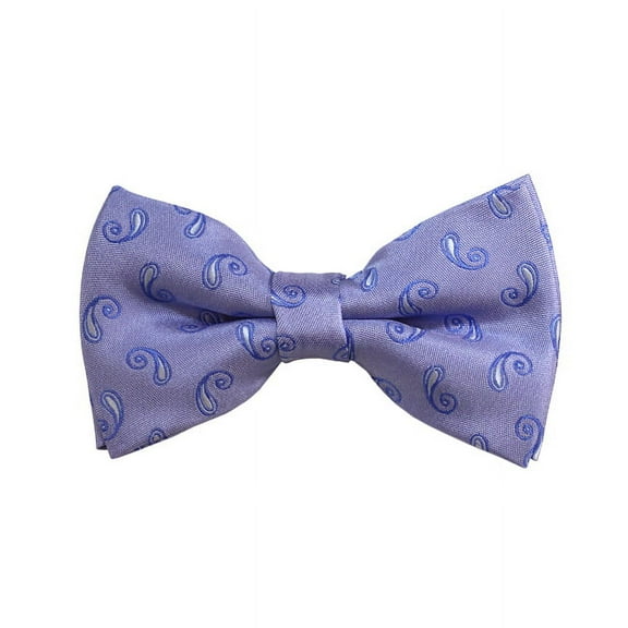 White, Steel Blue and Blue-Grey Paisley Woven Pre-Tied Bow Tie