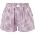 thumbnail image 4 of Women Pajamas Shorts Y2k Plaid Elastic Waist Boxer Pj Bottoms Casual Lounge Sleep Shorts, 4 of 7