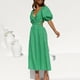 thumbnail image 4 of Vestido hasta el tobillo liso de manga corta elástico con cuello en V bohemio a la moda para mujer Fridja  bnh6341, 4 of 9