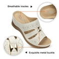 thumbnail image 5 of FAMITION Sandals for Women Summer Bohemia Comfortable Open Toe Wedge Sandal Ladies Beach Hollow Out Slip On Platform Outdoor White Shoes, 5 of 7