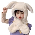thumbnail image 1 of Chapeau Foulard Rabbit pour Filles 2 en 1 Cache-Oreilles Chapeau d'Hiver Chaud 2-8 Ans, 1 of 1