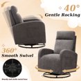 thumbnail image 4 of Lunale Velvet Swivel Nursery Glider Rocking Chair, High Back Upholstered Swivel Rocker, Gray, 4 of 7